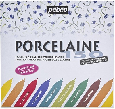 Porcelaine 150 China Paint Marker Set, 9 Assorted Fine Tip Colors