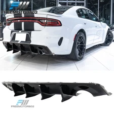 Fits 20-23 Charger Widebody IKON V3 Gloss Black Rear Bumper Lip Diffuser 2PCS