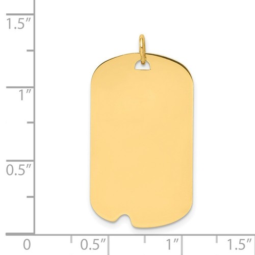 Real 14K Yellow Gold Plain .027 Gauge Engravable Dog Tag w/Notch Disc Charm - Picture 2 of 4
