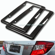 2 x Type-2 Real Carbon Fiber Weave License Plate Holder Cover Frame Universal