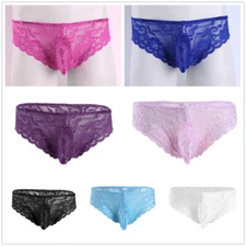 Men Underpants Mesh Briefs Thong Panties Lace Nightwear Boxer Shorts Low Rise
