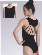 black Cotton Spandex Strappy back Tank Leotard 2409A Danshuz ladies sizes