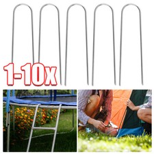 10X Heavy Duty Trampoline U-Shaped Metal Wind Stake Goal Pegs Tent Ground Anchor