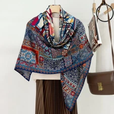 70% Cashmere 30% Silk Scarf Double-sided Women Flower Shawl Kerchief 135*135cm