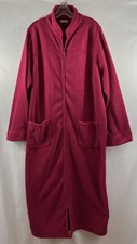 LL Bean Women  s 1X XL 16 Full Zip Winter Fleece Warm Robe Cozy Deep Raspberry EC