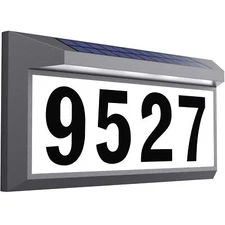 Solar Powered Lighted Address Sign Waterproof with Illuminated House Numbers