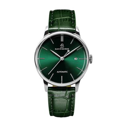 Black by Blue Brave Herren Armbanduhr 1986 Classic Auto 42 mm Armband Leder 4B22
