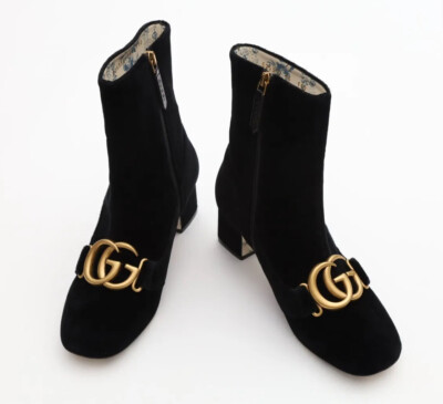 Gucci Marmont GG Ankle Boots Size 36/ US 6 in Black Suede | eBay