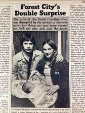 Forest City NC Atlanta GA Print Article 1981 AJC Beaver Family Conjoined Twins