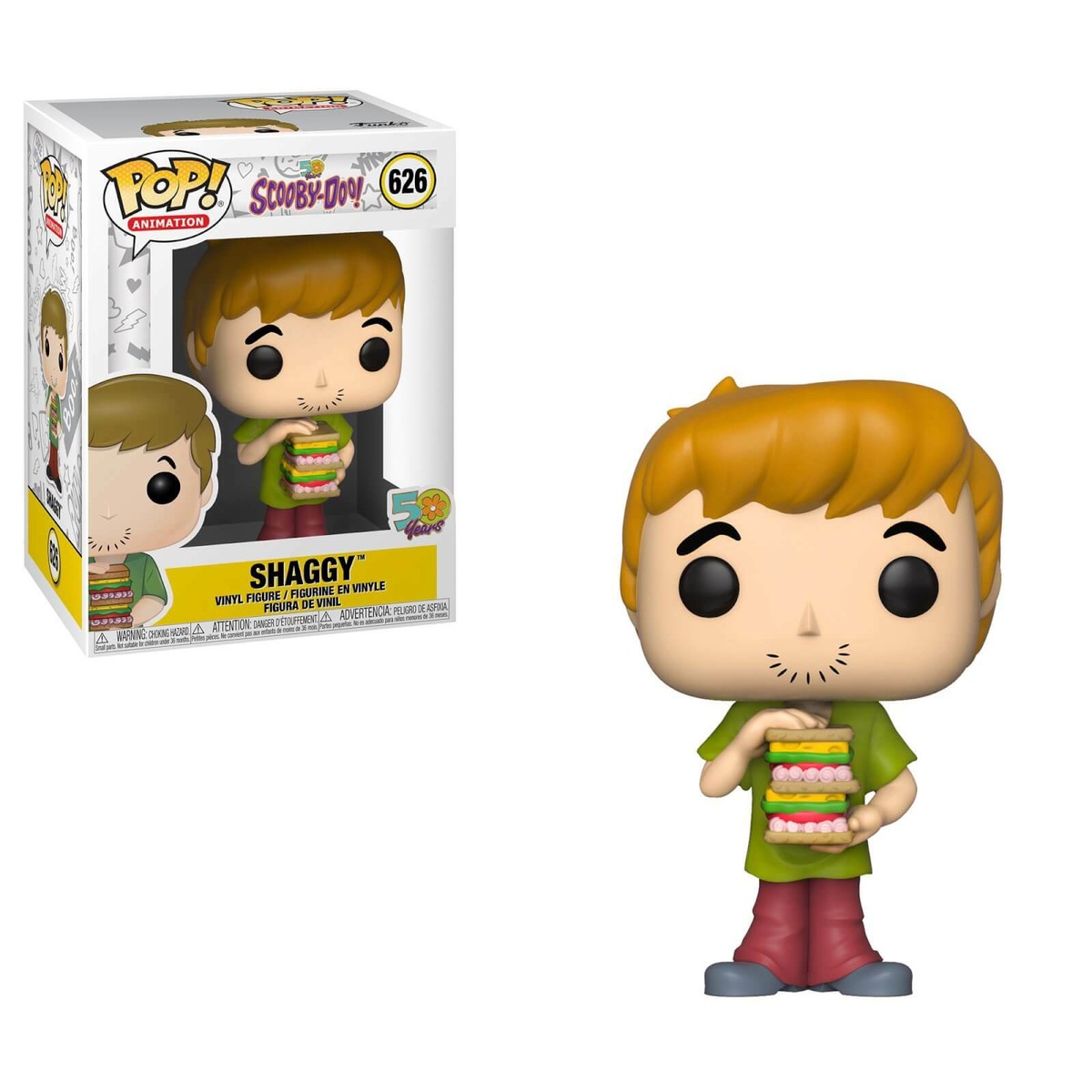Scooby Doo Shaggy with Sandwich 50 Years POP! Animation #626 Vinyl Figure  Funko