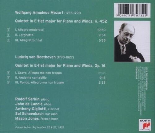 MOZART BEETHOVEN : QUINTETS FOR PIANO & WINDS - RUDOLF SERKIN PIANO CD - Imagen 2 de 2
