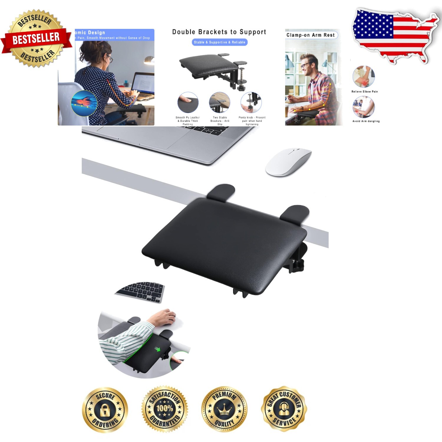 Ergonomic Leather Desk Extender: Foldable Arm Rest Pad for Ultimate Comfort