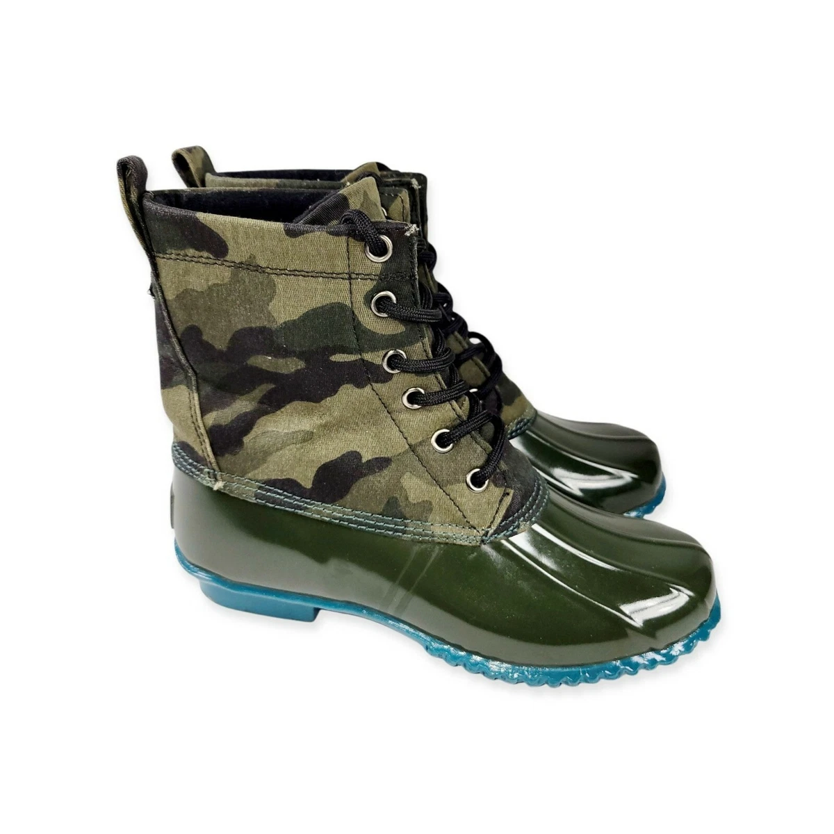 G.H Bass Harlequin Lace Up Camouflage Green Duck Boots Size 6 Women