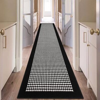  Hallway Runner Rug Heavy-Duty Durable Entryway Floor Mat 2'x10' Black&white
