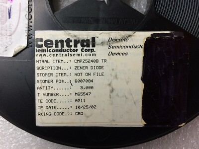 CMPZ5240B CENTRAL SEMI CMPZ5240BTR DIODE ZENER 10V 350MW SOT23 SMD 50 PIECES
