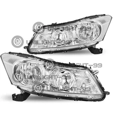 For 2008-2012 Honda Accord 4-Door Sedan Chrome Headlights Clear Corner Lamps L+R