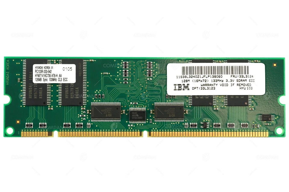 33L3124 IBM MEMORY 128MB PC133R 16MX72 CL3 ECC 133MHZ 168 PIN SDRAM RDIMM XSERIE - Image 2 of 4