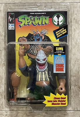 McFARLANE'S SPAWN - CLOWN HEAD TO VIOLATOR ACTION FIGURE w/ COMIC