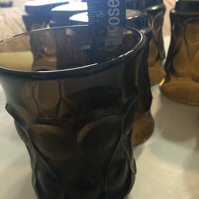 Vintage NORITAKE Spotlight Walnut Brown Water Glasses Tumblers 4 3/4'' high EUC 