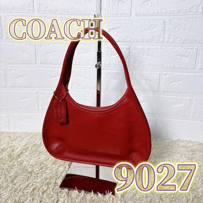Coach 9027 One Shoulder Bag Handbag Half Moon Ergo Leather Red 