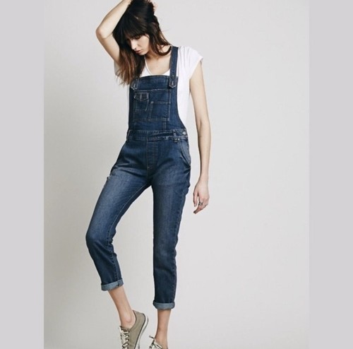 Free People Denim Overalls Women's Size 
