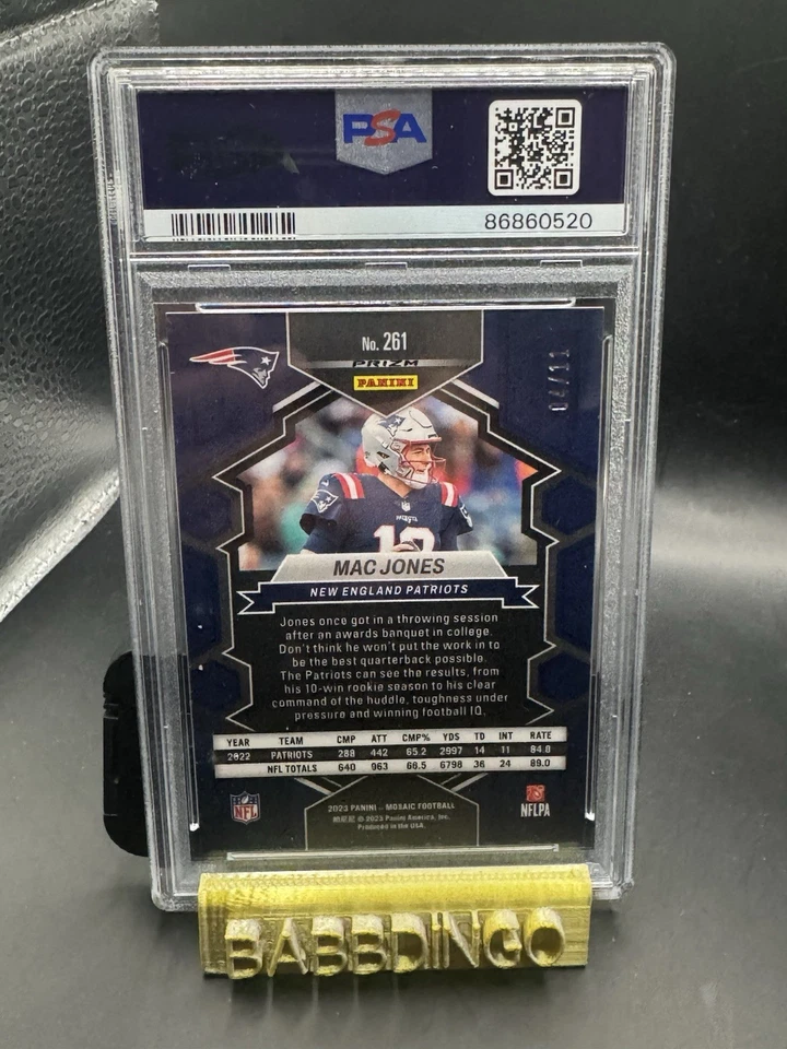 2023 Panini Mosaic- Mac Jones Green Swirl National Pride Prizm /11 PSA10 - Image 2 of 2