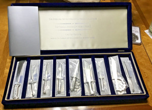 1981 Sterling Silver Miniature Arms Famous Knives of WWII Set by AHF w/Box & CoA