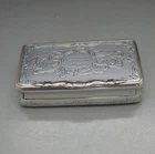 ANTIQUE LARGE HEAVY SOLID SILVER & GOLD SNUFF BOX 124g 9.8CM LONG, SWEDEN 1857