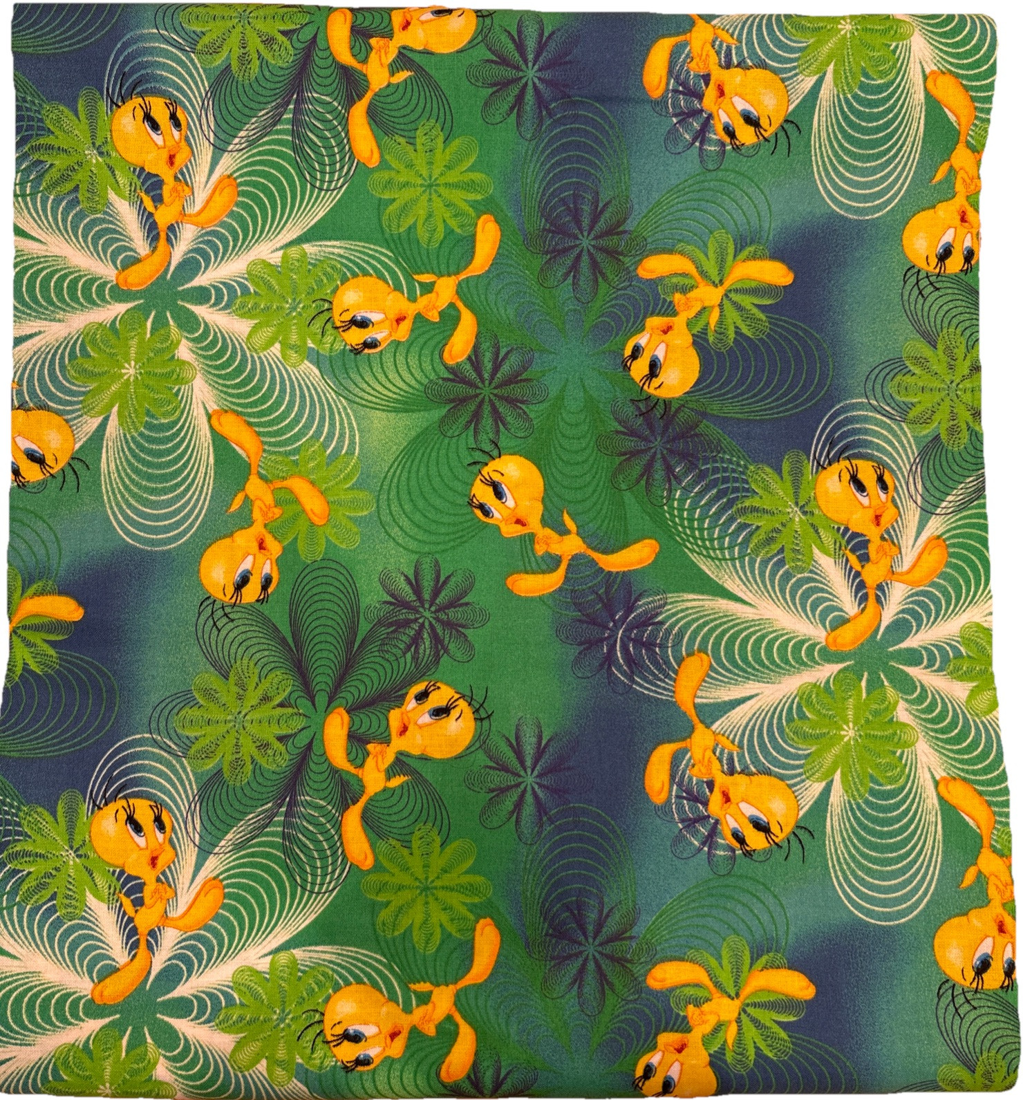 Cranston VIP Print Works Tweety Bird Looney Tunes Cotton Fabric 48x44 Inch with Bonus Remnant