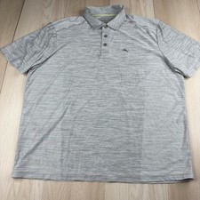Tommy Bahama Island Zone Gray Black Pony Logo Performance Polo Shirt Size XXL