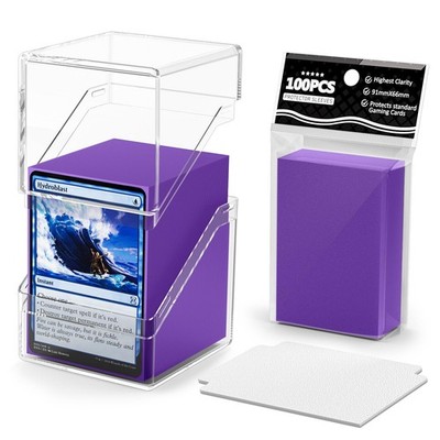 YSCare Card Deck Case, Deck Box with 100 Pack Card Sleeves and Divider, Stand...