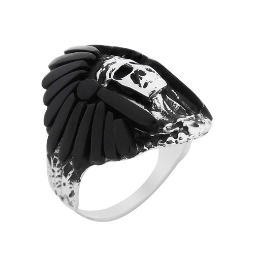 Native American-Indian Black Onyx Detail .925 Silver Ring-7 - Zdjęcie 2 z 5