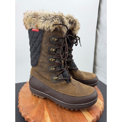 Helly Hansen Garibaldi Winter Boots Women 8 Brown Waterproof Insulated Faux Fur