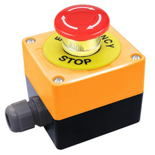 Emergency Stop Push Button Switch,1 NC Waterproof IP65 Red Sign Emergency Stop S