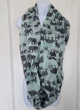 Trendy Jewels Women's Full Wrap Infinity Lightweight Scarf Elephant Design Aqua