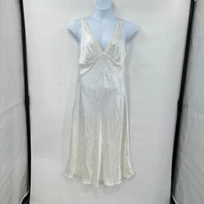 Romantic Babydoll Slip Dress Large Ivory Satin Nightgown Boudoir Bridal Jones NY