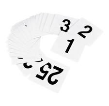 25 Pcs Double-Sided Table Numbers 1-25, 4x4 Inch Plastic Cards, White