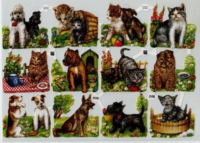 Glanzbilder : EAS  Nr. 3138, '' Hunde u. Katzen '',rekonstruiert aus Einzelbildern