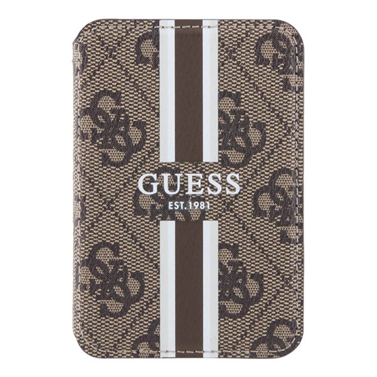 Porte-cartes magnétique Guess Stripes marron pour ne plus oublier vos cartes