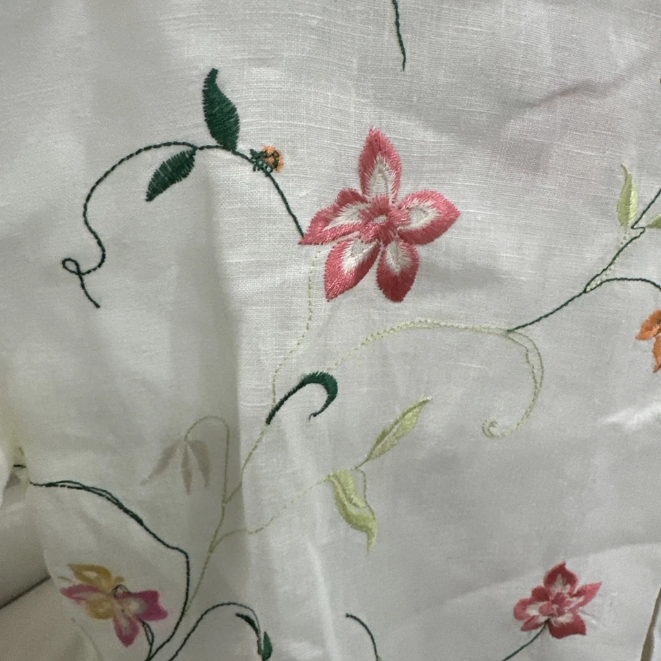 Juego de dos piezas Sunny Leigh 100 % lino bordado - talla S/pantalones talla 6 mujer Y2K Foto 3 de 4