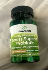 Swanson Happy Microbiome Stress Support Probiotic 60 Capsules Exp 05/26 Sealed