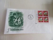 Christmas 1978 Plate Block of Four 15c Hobby Horse Stamp Fdc Sc#1769 ArtCraft #4