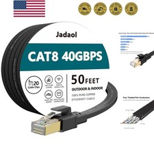 Cat8 Ethernet Cable, Outdoor Indoor, 50 FT Heavy Duty High Speed Cat 8 LAN Ne...