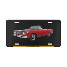 Iconic 1969 Plymouth Road Runner Convertible Vanity Plate - Stunning Metal