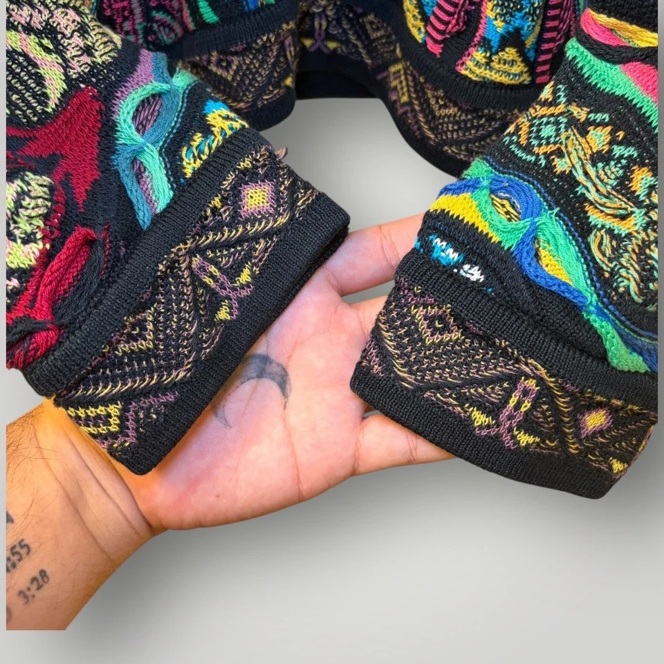 Vintage Coogi Australia 3D Knit Sweater Large Mercerised Cotton Multicolor - Image 3 of 4