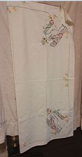 Vintage Hand Embroidered Table Topper 39 X 40