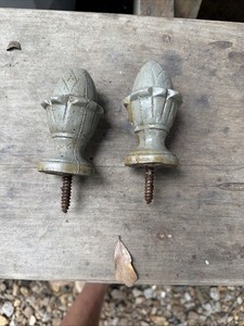 Set Of Two Vintage Cast Iron Pineapple Finial Toppers ~ Sought After Design!