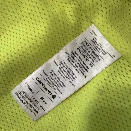 Carhartt Hi-Vis Reflective Safety Work Jacket Yellow/Black Sz M Class 3 Level 2 image 12