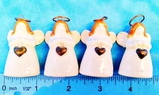 Vintage Christmas Ornaments Angels w/ Hearts Decorations Porcelain Lot of 4