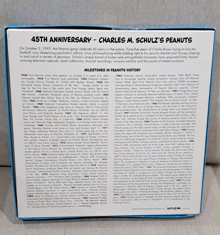 Rompecabezas PEANUTS Snoopy 500 piezas de colección 1985 nuevo en stock 45 aniversario collage Charlie Brown Foto 3 de 4